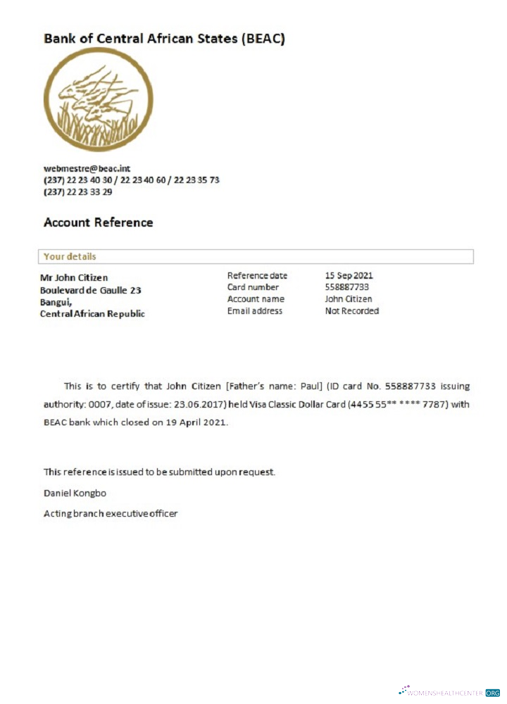 Download Central African Republic Bank of Central African States closure reference Photoshop template